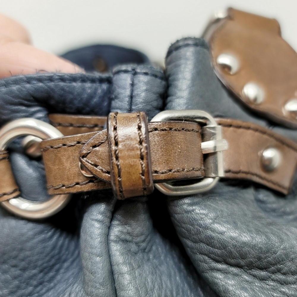 Kenneth Cole NY Blue Grey Leather Shoulder Bag - Picture 12 of 12